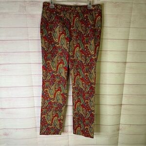 Lauren Ralph Lauren Paisley Pattern Deep Red Pants Size‎ 8